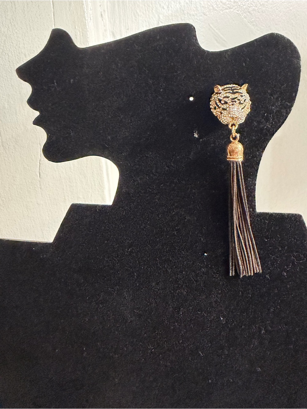 Gold Tiger Head Tassel Drop Earrings - Women Jewelry